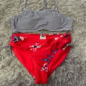Red and blue bikini
